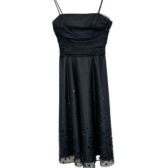 Eliza J Black Tulle and Sequin Spaghetti Strap Dress, EUC, Size 2, MSRP $179 - Picture 1 of 11